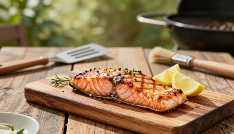 grilled salmon on plank cedar