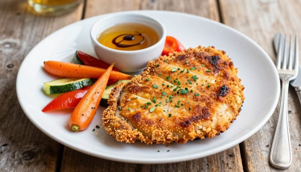 plate presentation for chicken cutlet
