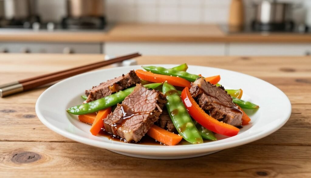 serving steak stir fry
